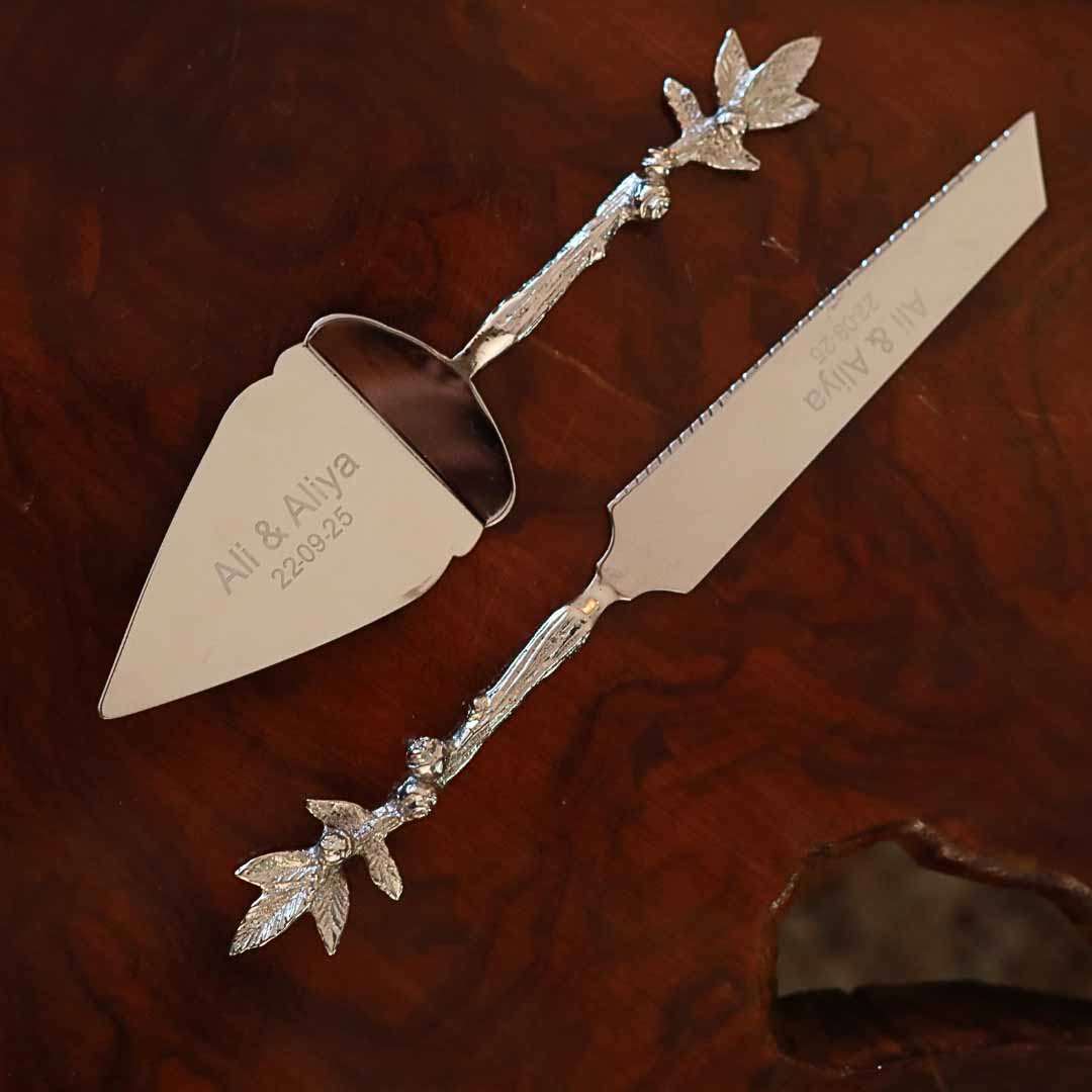 Product Picture (1080 x 1080 px) - 9 Etched Cake Knife & Spatula in Pakistan