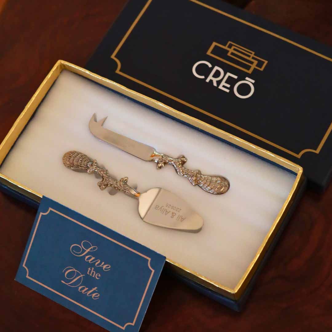 Product Picture (1080 x 1080 px) - 9 Etched Cake Knife & Spatula in Pakistan