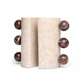 Rosa marble bookends with sculptural design, natural stone texture and elegant marble accents for shelves.